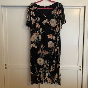 Thalia sodi faux wrap dress with ruffled bottom